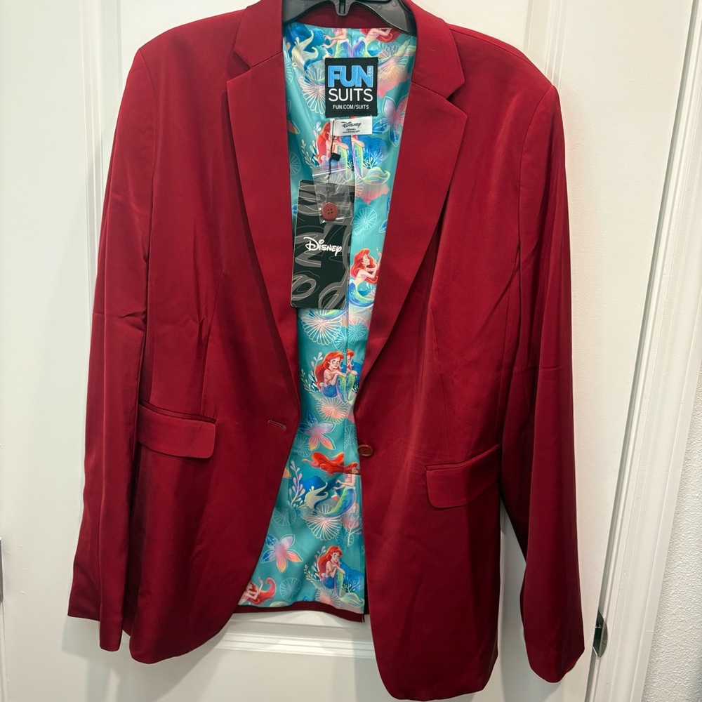 Disney Burgundy Blazer with Disney Ariel Theme Lining